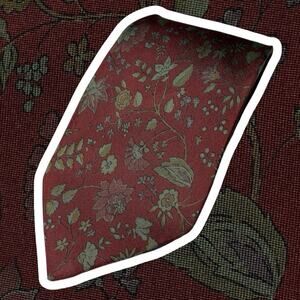 Luciano Barbera Made in Italy Silk Tie Necktie Floral See Note Red Fall